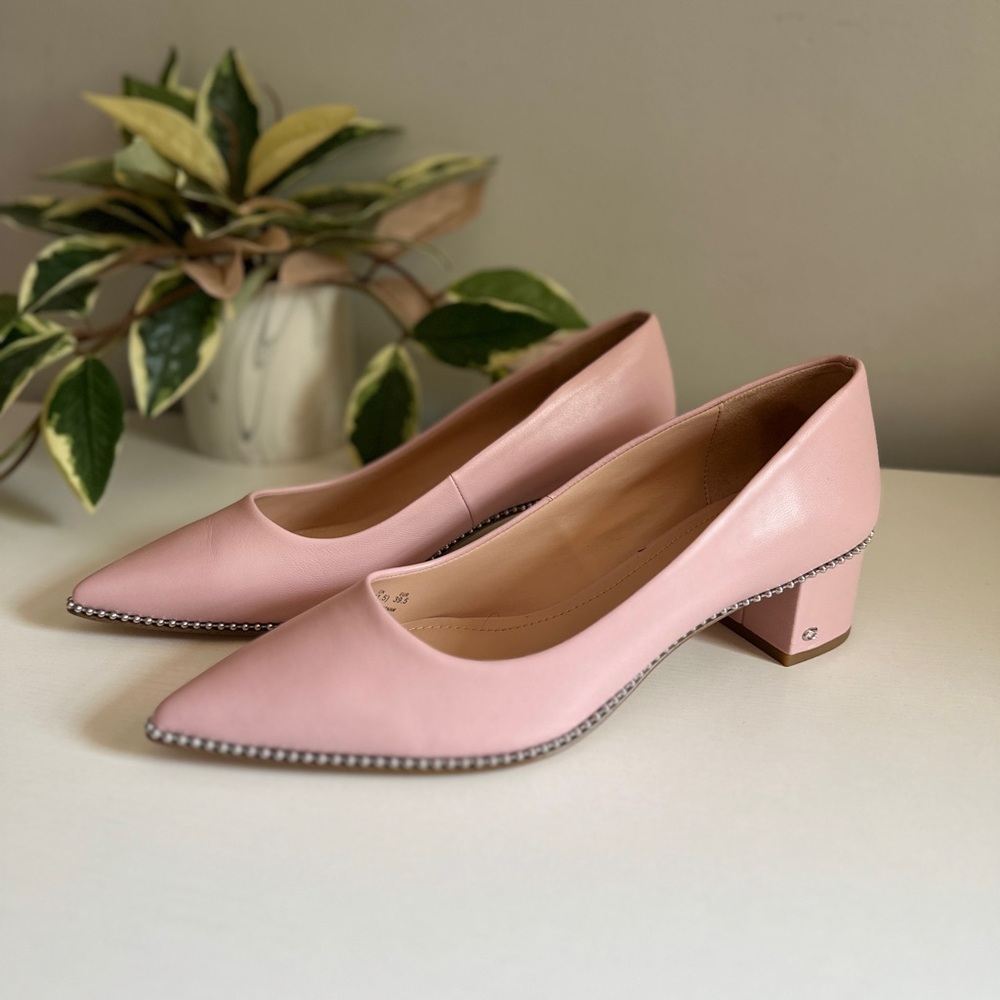 Coach Pink Heels with Studded Detailing